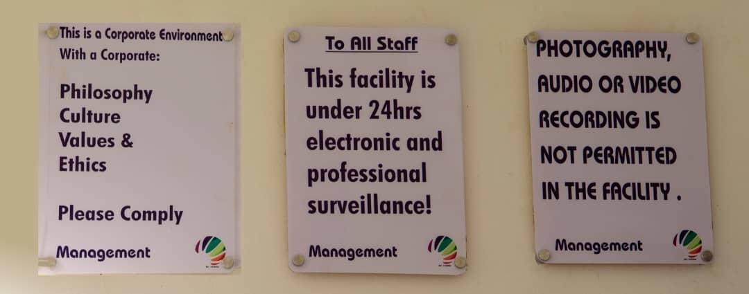 Programme notices and schedules displayed at the facility